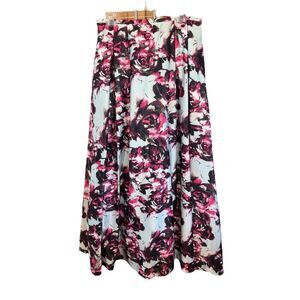 Blondie Nites Stacy Sklar Full Length Floral Formal Tulle Lined Skirt 13 Zip